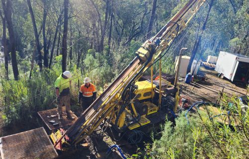 track mounted drill rig for exploration in forest setting-regional Victoria