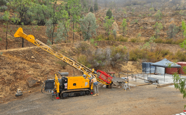 diamond-drilling-exploration-Bendigo-goldfields Diamond drilling rig setup for gold exploration project in the Bendigo Goldfields region.